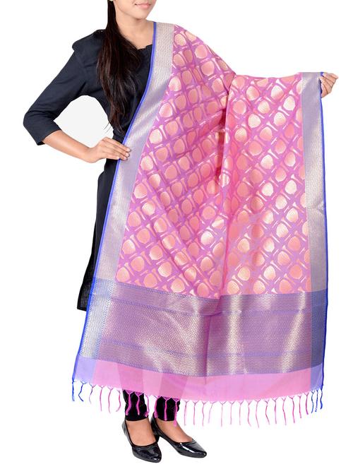 pink silk dupatta - 13423313 - Very Small Image - 1