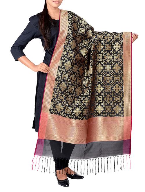 black silk dupatta - 13423341 - Very Small Image - 1