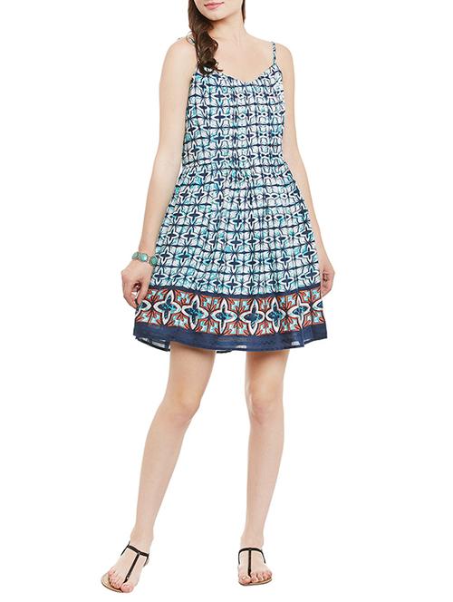 blue printed cotton dress - 13424794 - Very Small Image - 1