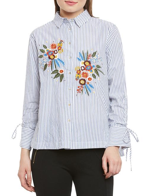 blue striped cotton regular shirt - 13424807 - Very Small Image - 1