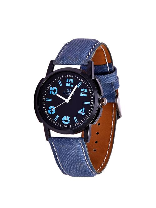 blue leather strap round dial watch - 13425749 - Very Small Image - 1