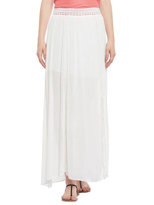 white cotton side slit skirt - 13428935 - Very Small Image - 1