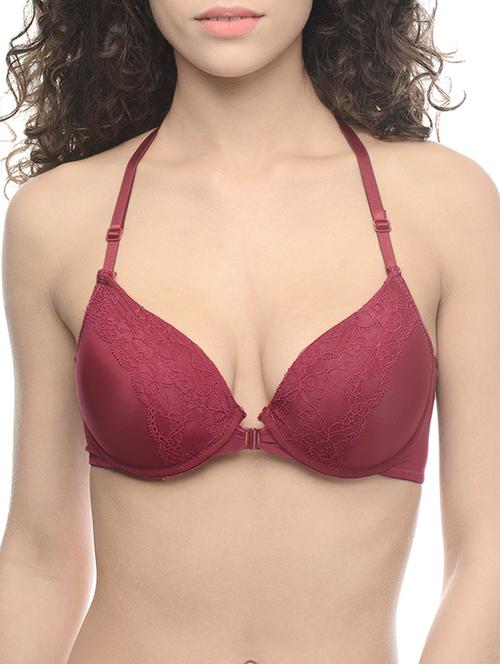 floral lace detail front open bra - 13429168 - Very Small Image - 1