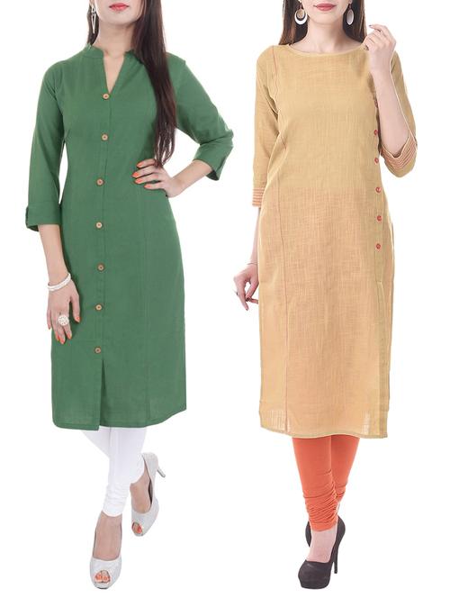 multi colored cotton combos kurta - 13429329 - Very Small Image - 1