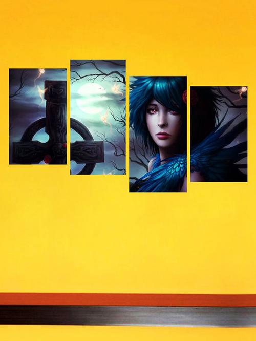 impression wall halloween lady 4 pieces vinyl wall stickers - 13429914 - Very Small Image - 1