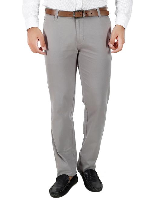 grey cotton flat front trousers formal - 13434005 - Very Small Image - 1