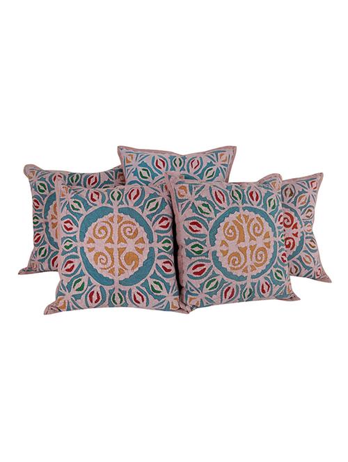 rajrang applique work set of 5 cotton cushion cover - 13434100 - Very Small Image - 1