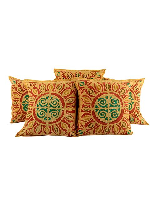 rajrang applique work set of 5 cotton cushion cover - 13434102 - Very Small Image - 1