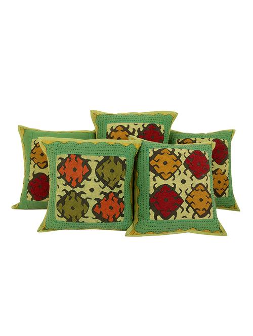 rajrang kantha work set of 5 cotton cushion cover - 13434121 - Very Small Image - 1