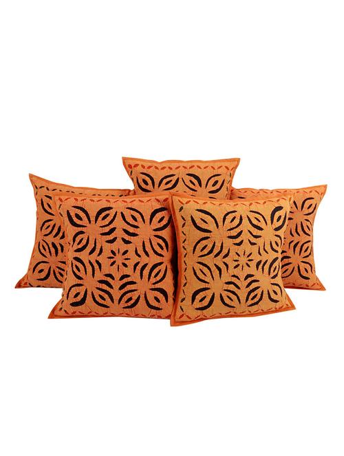 rajrang applique work set of 5 pcs. cotton abstract cushion cover - 13434144 - Very Small Image - 1