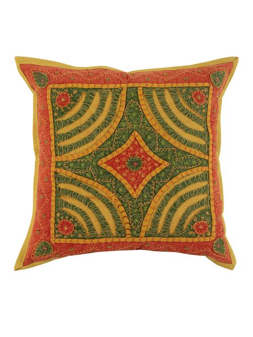rajrang embroidered single pcs. cotton patch work cushion cover - 13435230 - Very Small Image - 1