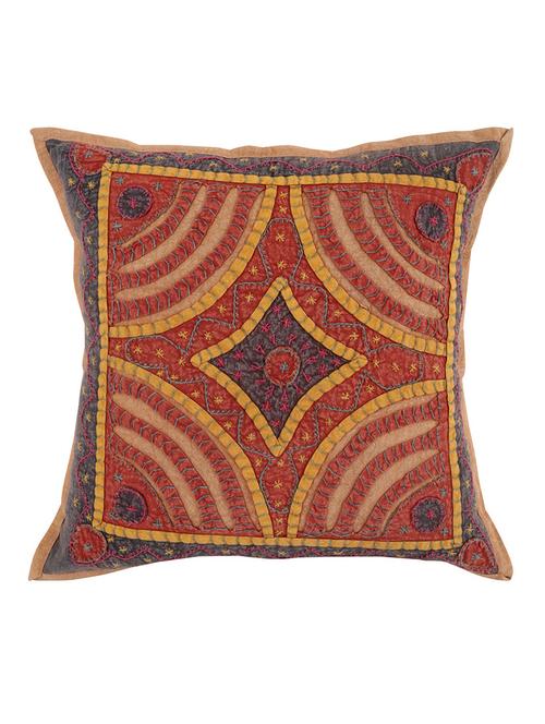 rajrang embroidered single pcs. cotton patch work cushion cover - 13435232 - Very Small Image - 1