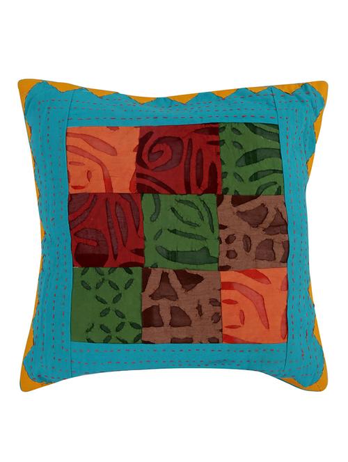 rajrang applique work single pcs. cotton organdy patch work cushion cover - 13435246 - Very Small Image - 1