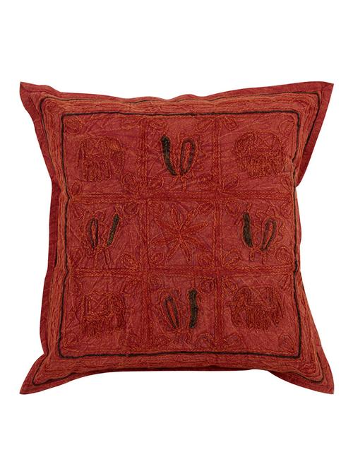 rajrang embroidered single pcs. cotton elephant cushion cover - 13435261 - Very Small Image - 1