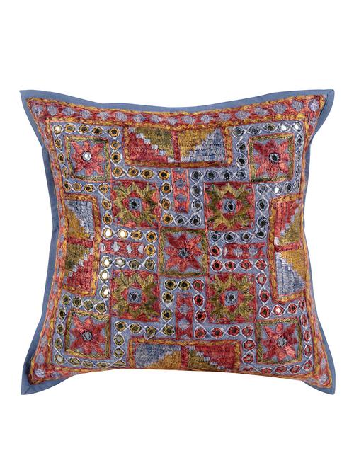 rajrang embroidered single pcs. cotton floral cushion cover - 13435278 - Very Small Image - 1