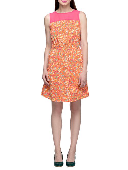 orange printed dress - 13435418 - Very Small Image - 1