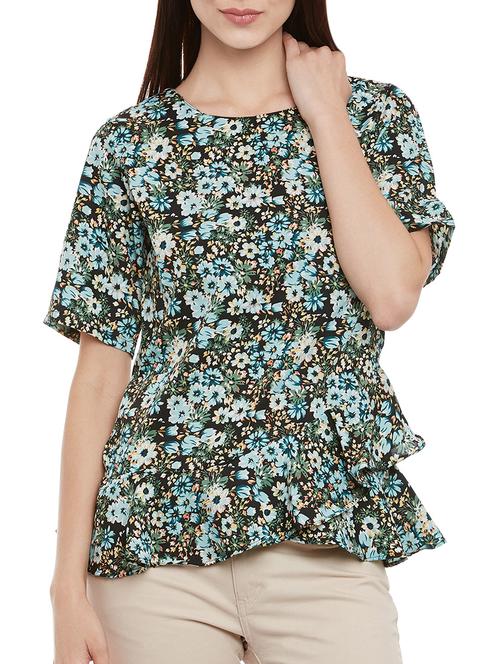 women's ruffle round neck top - 13435826 - Very Small Image - 1