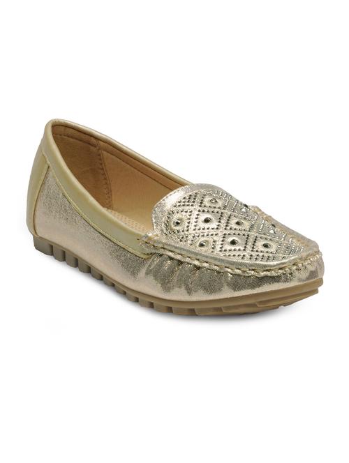 gold faux leather slip on loafers - 13437844 - Very Small Image - 1