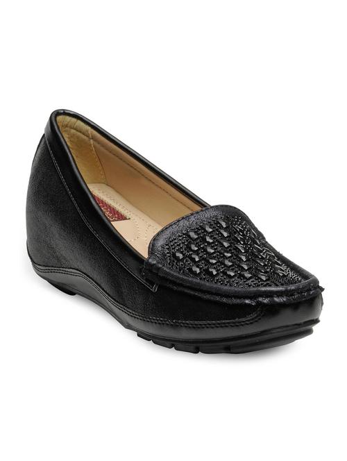 black faux leather slip on loafers - 13437847 - Very Small Image - 1