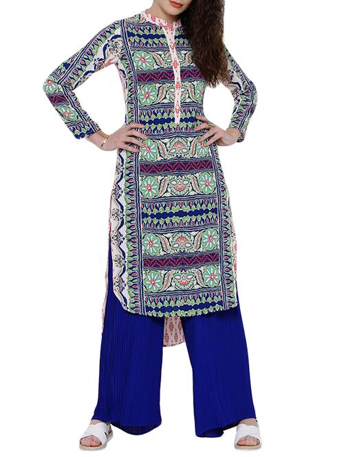printed high low kurta - 13443119 - Very Small Image - 1