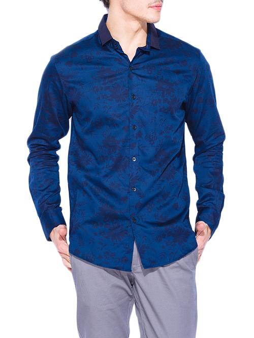 blue cotton casual shirt - 13445883 - Very Small Image - 1