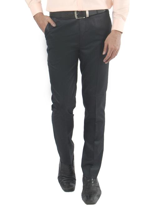 charcoal grey polyester blend flat front trousers formal trouser - 13450294 - Very Small Image - 1