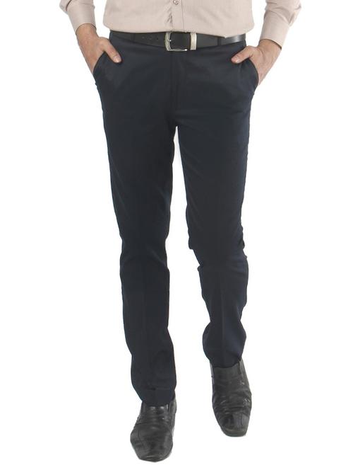 navy blue polyester flat front trousers formal - 13450309 - Very Small Image - 1