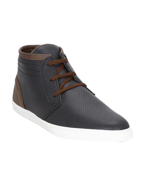 black leatherette lace up sneaker - 13451214 - Very Small Image - 1