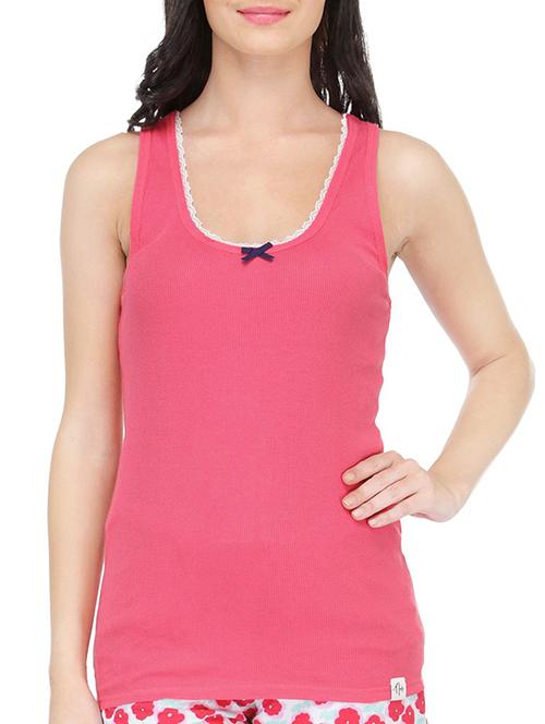 lace insert racer back solid camisole - 13451673 - Very Small Image - 1