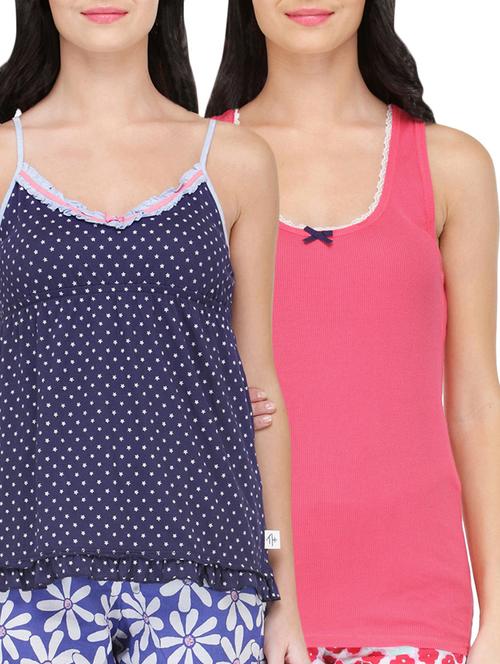 set of 2 multi colored cotton camisoles - 13451678 - Very Small Image - 1
