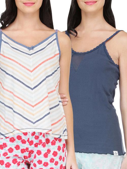set of 2 multi colored cotton camisoles - 13451680 - Very Small Image - 1