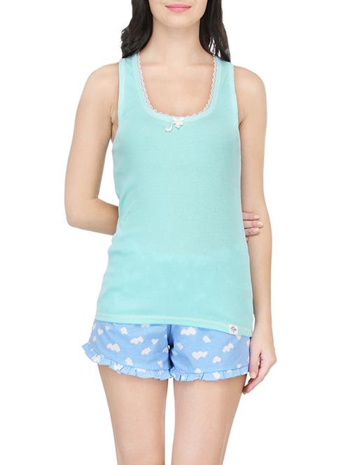 light blue cotton shorts nightwear set - 13451713 - Very Small Image - 1