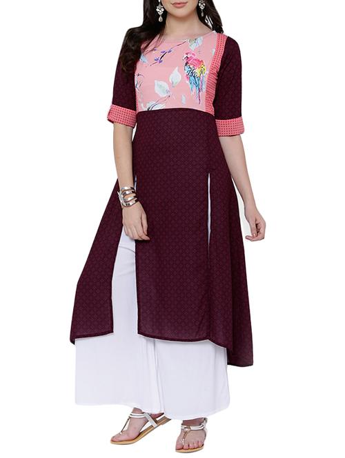 violet high low kurta - 13454369 - Very Small Image - 1