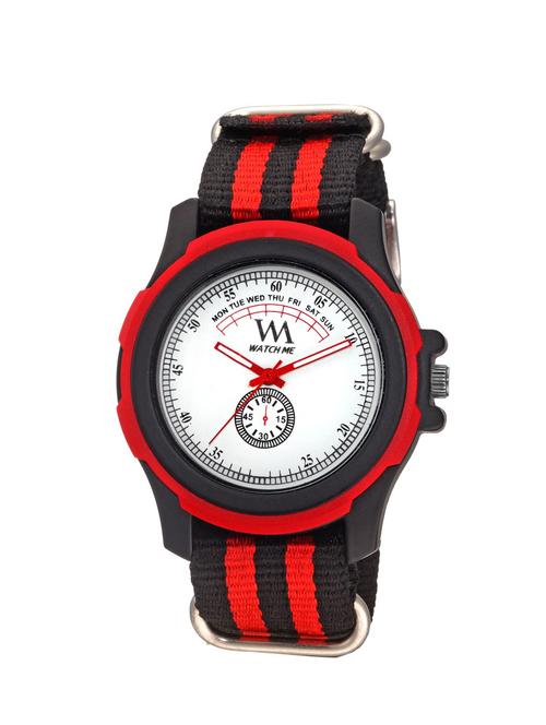 watch me white dial red nylon strap analog watch for boys wmal-223-natotwm - 13454649 - Very Small Image - 1