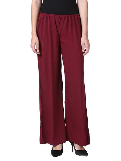 maroon crepe palazzo - 13457875 - Very Small Image - 1