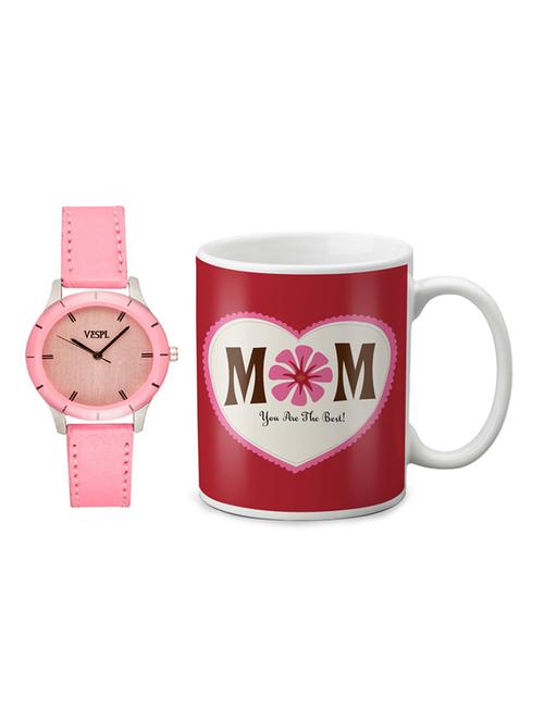 vespl beautiful high quality analogue pink dial women's watch with ceramic coffee mug gift for mother's day - 13458196 - Very Small Image - 1