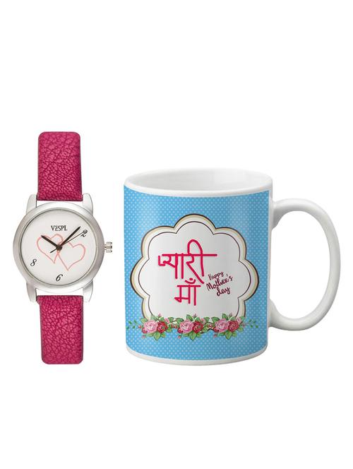 vespl beautiful high quality analogue white dial women's watch with ceramic coffee mug gift for mother's day - 13458200 - Very Small Image - 1
