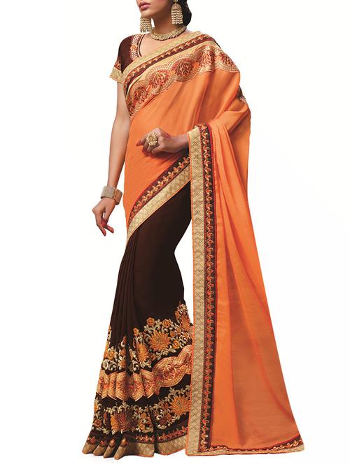 multi colored georgette half and half saree with blouse - 13458709 - Very Small Image - 1