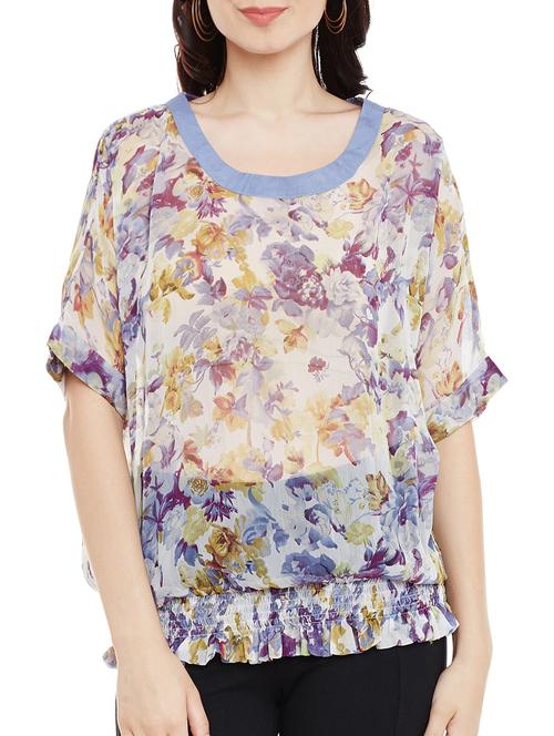 white printed blouson top - 13458760 - Very Small Image - 1