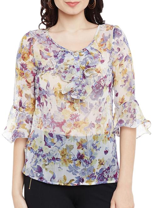 white floral ruffle top - 13458762 - Very Small Image - 1
