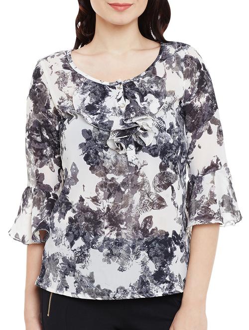 bell sleeved frill detail top - 13458771 - Very Small Image - 1
