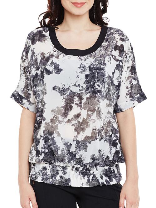 grey printed blouson top - 13458772 - Very Small Image - 1