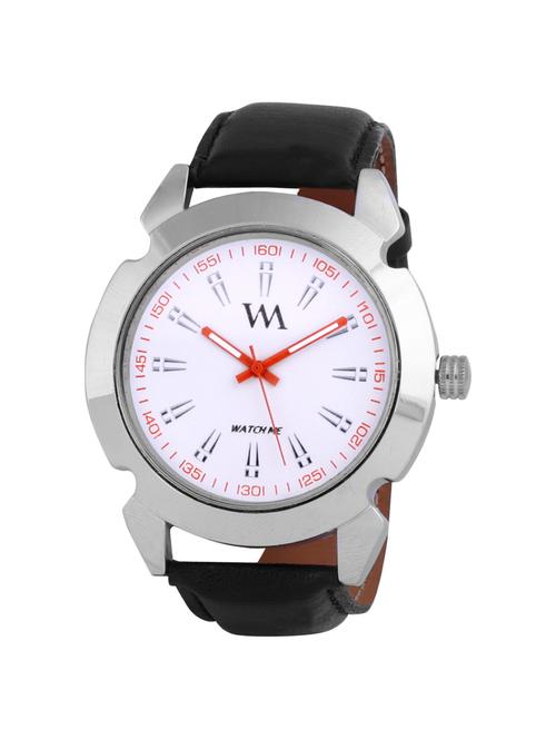watch me white black leather watch for men watch meal-059 - 13459288 - Very Small Image - 1