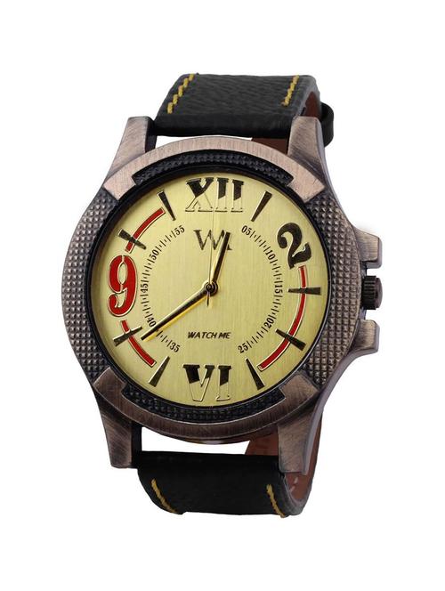 watch me gold men genuine leather swiss wrist watch watch me-0063-gx - 13459337 - Very Small Image - 1