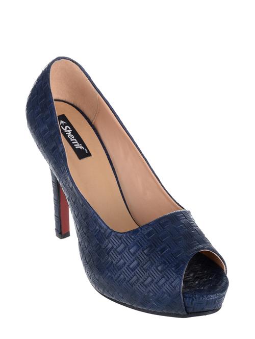 blue leatherette slip on sandals - 13459625 - Very Small Image - 1
