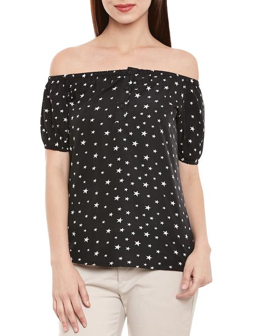 black crepe off shoulder top - 13460143 - Very Small Image - 1