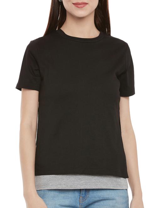 women's layered crew neck top - 13460146 - Very Small Image - 1