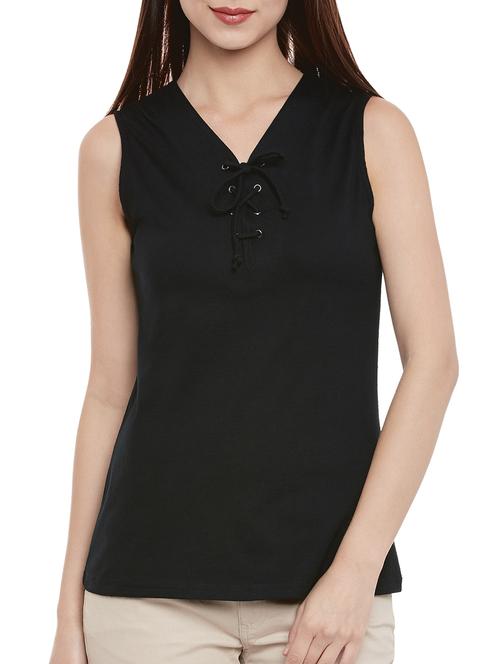 solid black cotton top - 13460148 - Very Small Image - 1