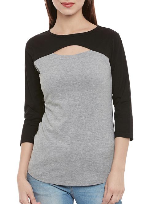 women's straight round neck top - 13460161 - Very Small Image - 1