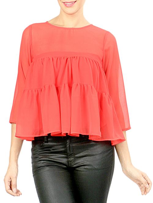 coral red flared top - 13461131 - Very Small Image - 1